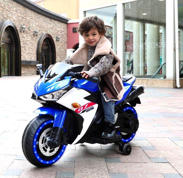 12V Kids Racing Style Ride-On Bike – Bluetooth, Music, Lights, Leather Seat mississippipowersports